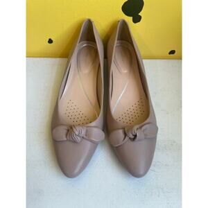 Easy Spirit Ballet Flats Shoes Pointed Womens 10.5 M Taupe Leather Preppy